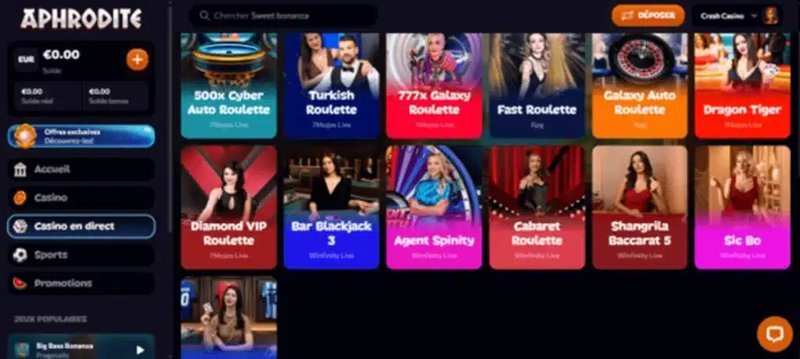 Aphrodite Casino France : bonus, tours gratuits et jeux live